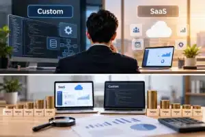 Perbandingan aplikasi custom dan SaaS untuk membantu perusahaan memilih solusi software yang sesuai kebutuhan bisnis.